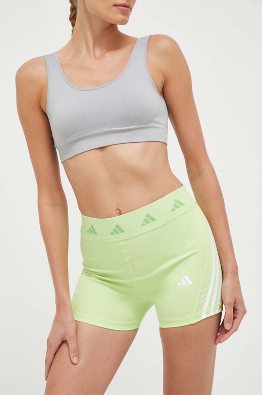 adidas Performance pantaloni scurți de antrenament Techfit Hyperglam tricotaj verde HY4150