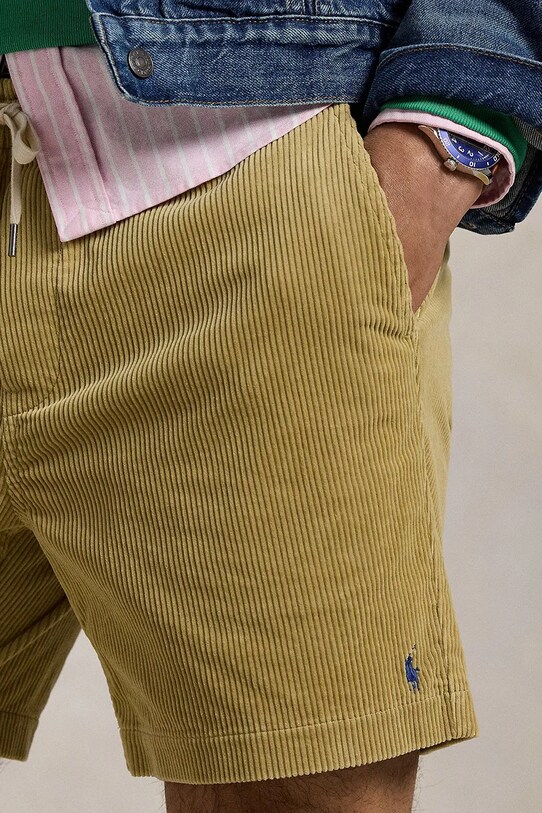 Polo Ralph Lauren pantaloni scurți din velur bej 710800214