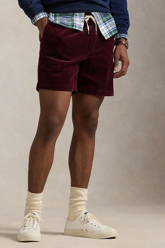 Polo Ralph Lauren pantaloni scurți din velur 710800214 burgundia SS25