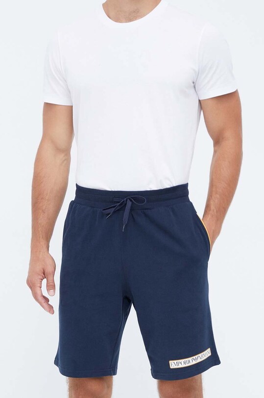 Emporio Armani Underwear szorty bawełniane lounge nadruk granatowy 111004.3F573