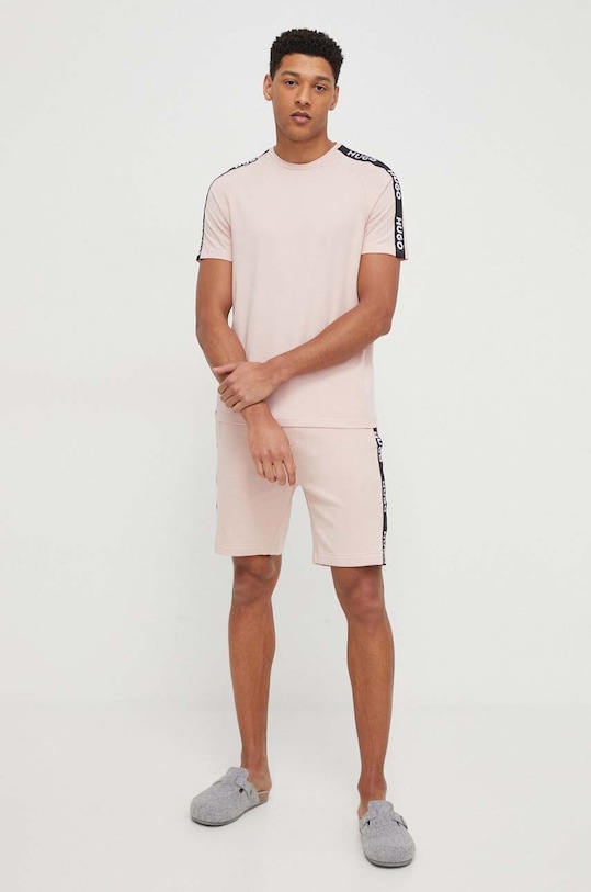 HUGO szorty bawełniane lounge 50496996 różowy AW23
