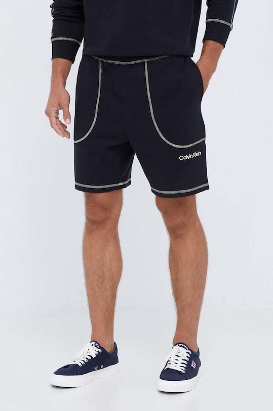 Бавовняні шорти лаунж Calvin Klein Underwear візерунок чорний 000NM2460E