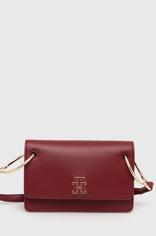 Τσάντα Tommy Hilfiger απομίμηση λείου δέρματος μπορντό AW0AW14863