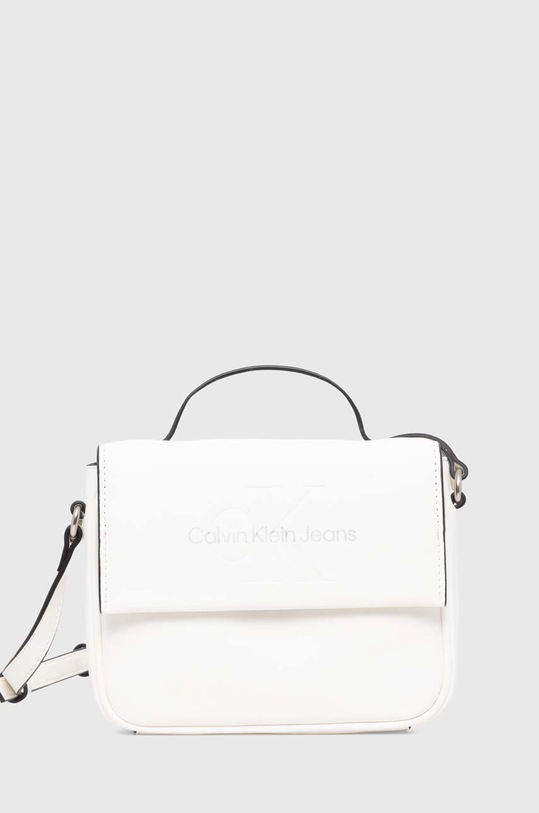 Τσάντα Calvin Klein Jeans απομίμηση λείου δέρματος λευκό K60K610829