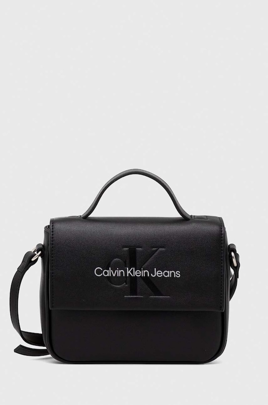 Τσάντα Calvin Klein Jeans απομίμηση λείου δέρματος μαύρο K60K610829