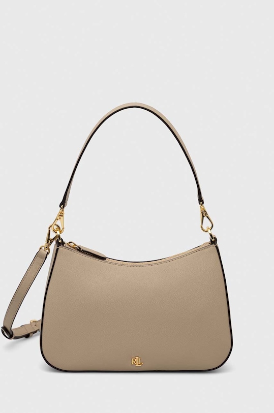 Lauren Ralph Lauren torebka skórzana skóra licowa beżowy 431883768