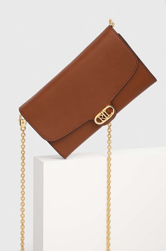 Lauren Ralph Lauren kopertówka skórzana skóra licowa brązowy 431902100