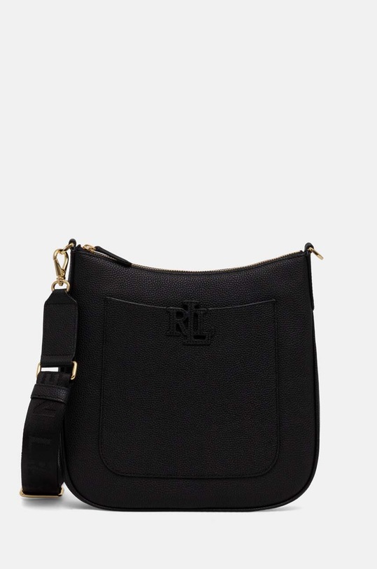 Шкіряна сумочка Lauren Ralph Lauren лицьова шкіра чорний 431908228