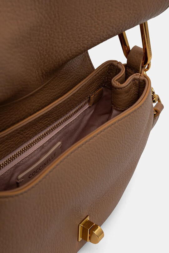 Kožená kabelka Coccinelle E1.PQR.58.01.01 béžová