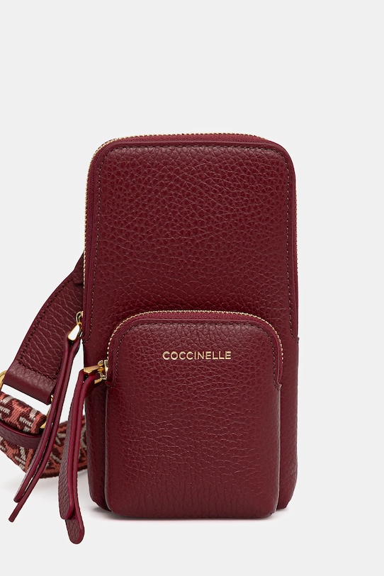 Coccinelle pokrowiec na telefon skórzany na telefon bordowy E5.PM0.27.01.01