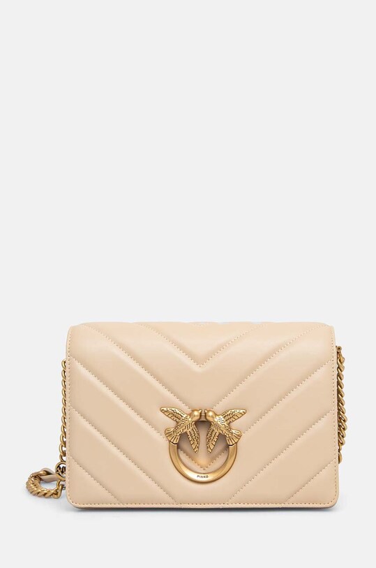 Kožená kabelka Pinko usňová koža béžová 100063.A136