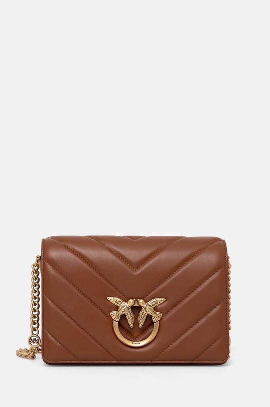 Kožená kabelka Pinko usňová koža hnedá 100063.A136
