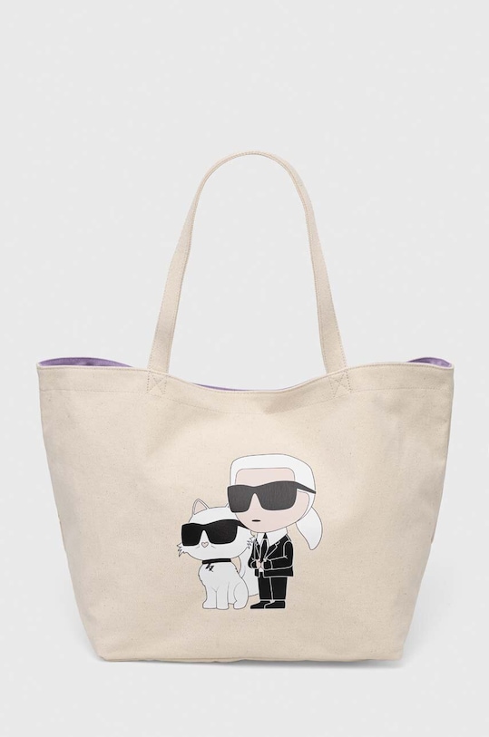 Karl Lagerfeld torebka bawełniana mieści A4 beżowy 235W3987
