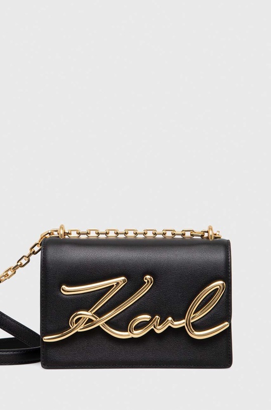 Karl Lagerfeld torebka skórzana nie mieści A4 czarny 235W3062