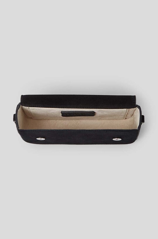 Karl Lagerfeld torebka skórzana ICON K SM FLAP SHB SUEDE czarny 235W3045