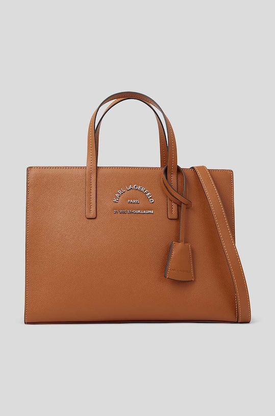 Τσάντα Karl Lagerfeld απομίμηση λείου δέρματος καφέ 235W3099