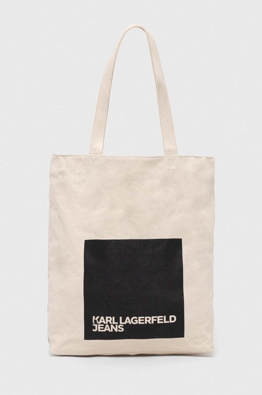 Karl Lagerfeld Jeans torebka bawełniana mieści A4 beżowy 235J3056