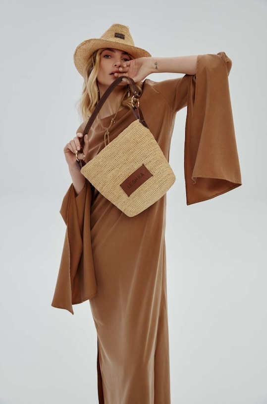 Τσάντα από ραφιά LE SH KA headwear Summer Bag λείο δέρμα μπεζ SummerBag1