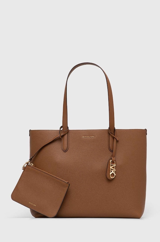 Oboustranná kožená kabelka MICHAEL Michael Kors přírodní kůže hnědá 30F3GZAT4T