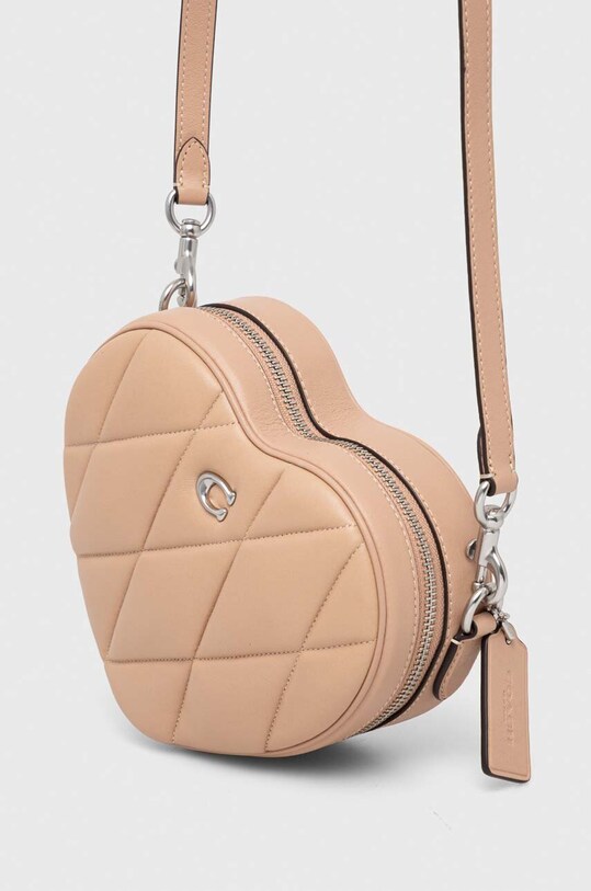 Coach torebka skórzana Heart Crossbody skóra licowa beżowy CE725