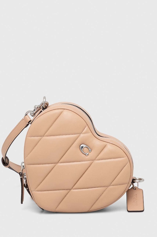 Kožená kabelka Coach Heart Crossbody CE725 béžová AA00