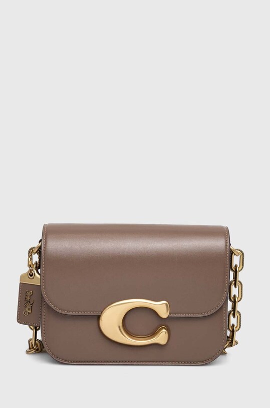 Кожена чанта Coach гладка кожа сив CM557