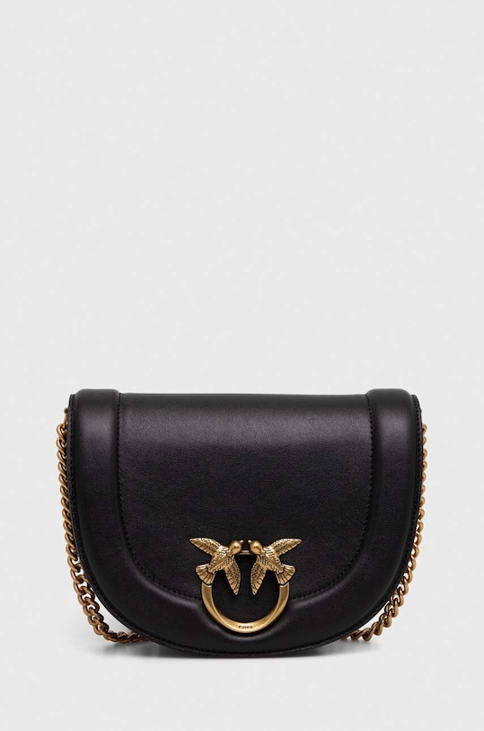 Δερμάτινη τσάντα Pinko λείο δέρμα μαύρο 101510.A0QO