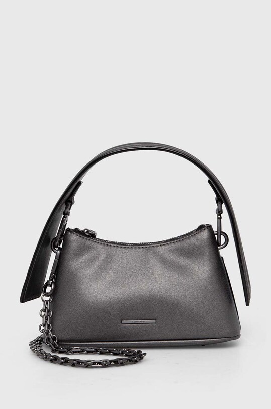 Torba Calvin Klein imitacija zrnate kože siva K60K611315