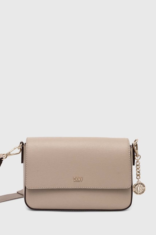 Шкіряна сумочка Dkny лицьова шкіра бежевий R33E3467