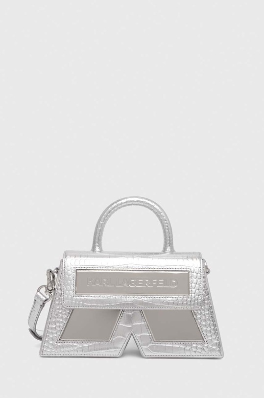 Δερμάτινη τσάντα Karl Lagerfeld απλικέ ασημί 236W3187
