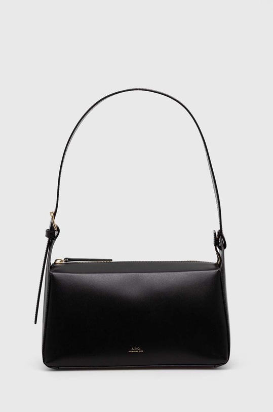 A.P.C. poșetă de piele uni negru PXBRU.F61837
