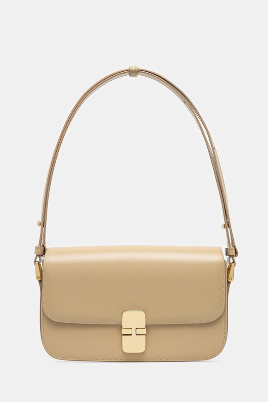 Kožna torba A.P.C. Sac Grace Shoulder bez uzorka bež PXBMW.F61615