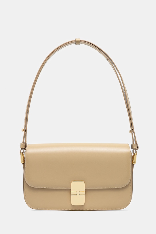 Kožna torba A.P.C. Sac Grace Shoulder bez uzorka bež PXBMW.F61615