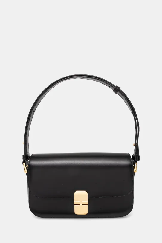 Δερμάτινη τσάντα A.P.C. λείο δέρμα μαύρο PXBMW.F61615