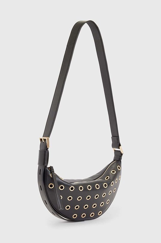 Шкіряна сумочка AllSaints Half Moon WB535Z чорний AW23