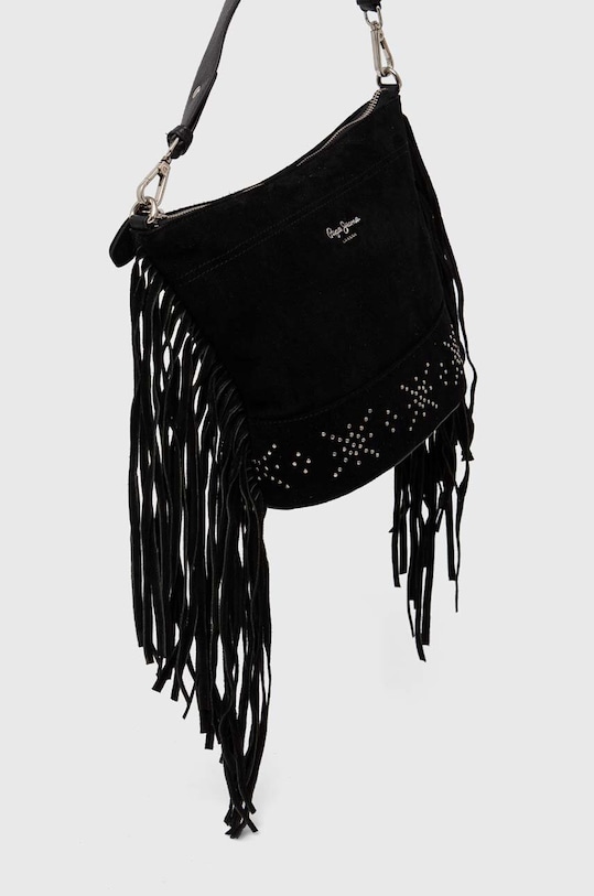 Pepe Jeans geanta de mana din piele intoarsa negru PL031464.999