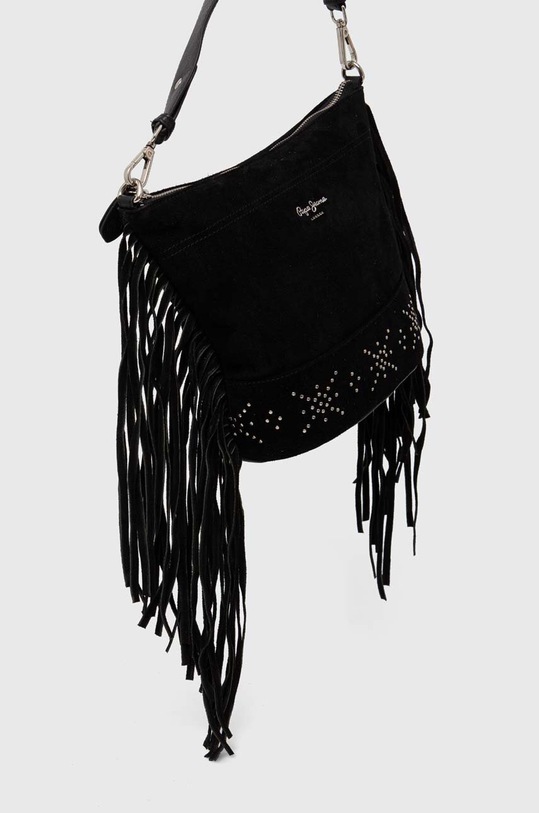 Pepe Jeans geanta de mana din piele intoarsa negru PL031464.999