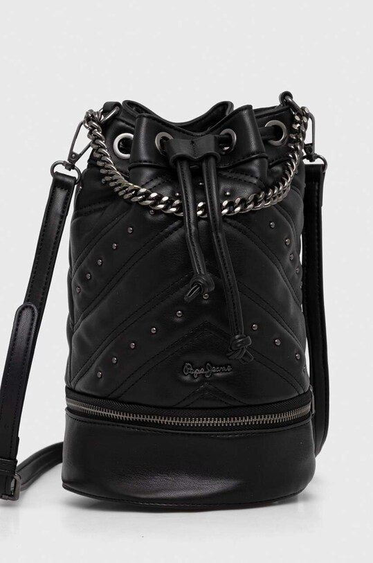 Τσάντα Pepe Jeans απλικέ μαύρο PL031473.999