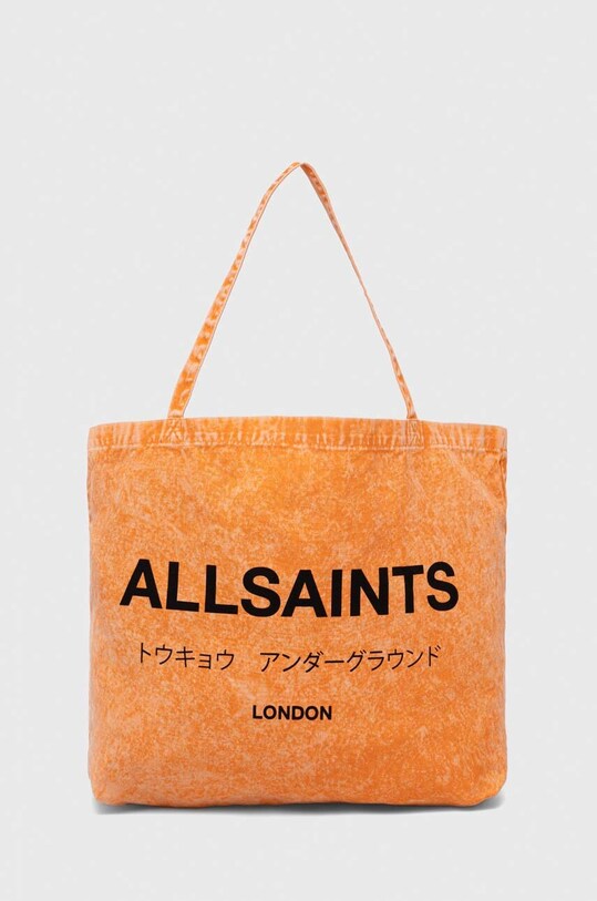 AllSaints torba bawełniana UNDERGROUND ACI TOTE mieści A4 pomarańczowy MB530Y