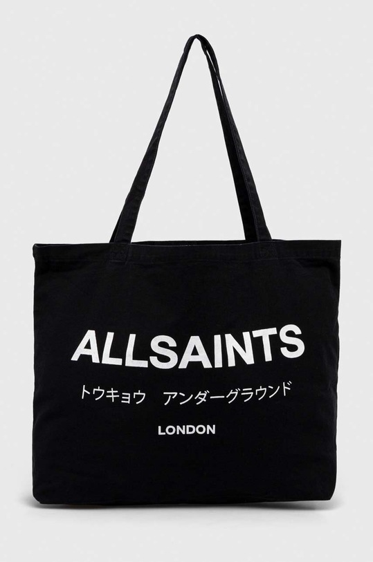 Βαμβακερή τσάντα AllSaints UNDERGROUND TOTE υφασμάτινο μαύρο MB540X