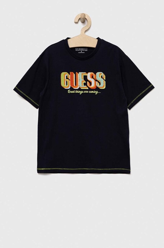 Guess t-shirt bawełniany dziecięcy aplikacja granatowy L3YI08.K8HM4.9BYX