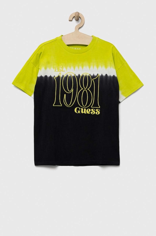 Guess t-shirt bawełniany dziecięcy wzorzyste zielony L3YI18.K8HM3.9BYX