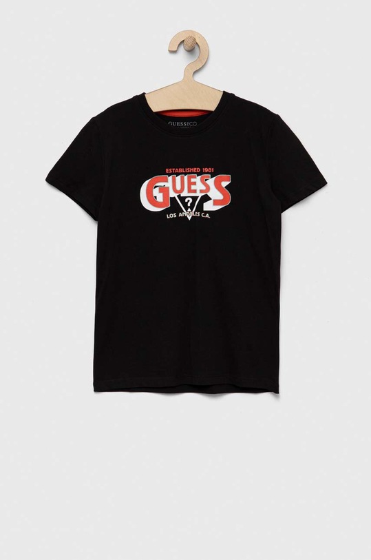 Guess t-shirt bawełniany dziecięcy nadruk czarny L3YI20.K8HM4.9BYX