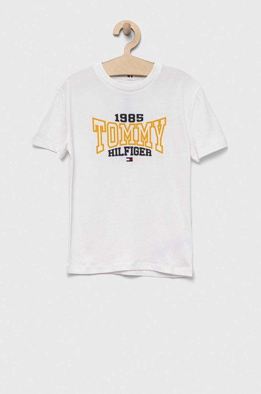 Tommy Hilfiger t-shirt bawełniany dziecięcy nadruk biały KB0KB08323.74.122.9BYX
