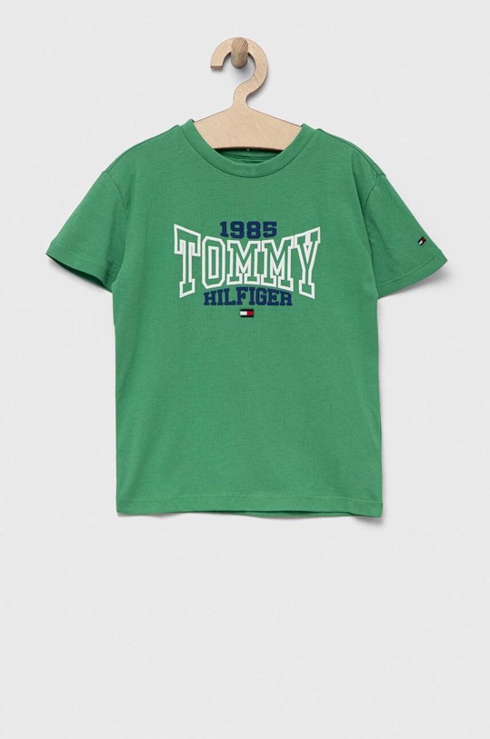Tommy Hilfiger t-shirt bawełniany dziecięcy nadruk zielony KB0KB08323.74.122.9BYX