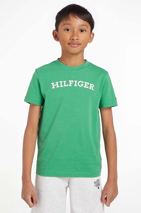 Tommy Hilfiger t-shirt bawełniany dziecięcy nadruk zielony KB0KB08333.74.122.9BYX