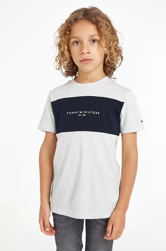 Tommy Hilfiger t-shirt bawełniany dziecięcy nadruk szary KB0KB08374.74.122.9BYX