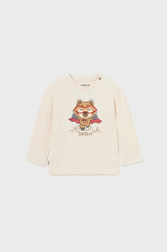 Mayoral longsleeve bawełniany niemowlęcy nadruk beżowy 2025.3G.Baby.9BYX