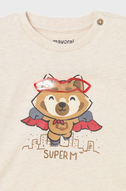 Mayoral longsleeve bawełniany niemowlęcy 2025.3G.Baby.9BYX beżowy