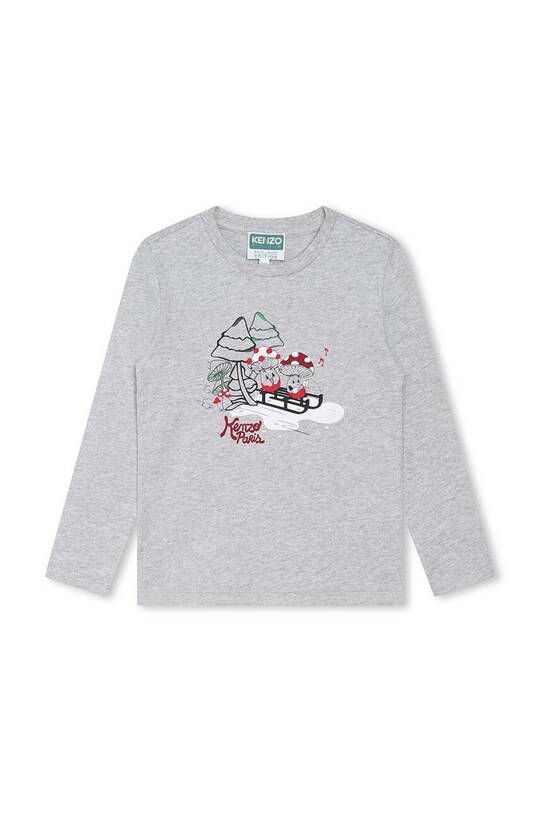 Dětské bavlněné tričko s dlouhým rukávem Kenzo Kids K25886.102.108 šedá AW23